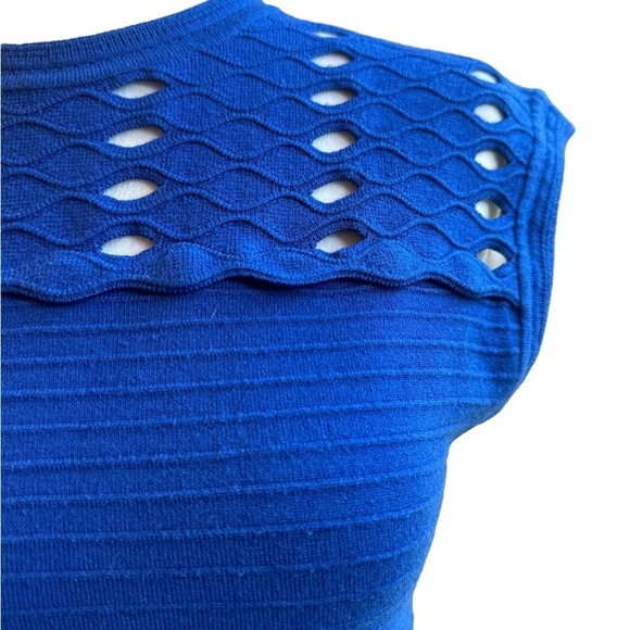 Ted Baker Zaralia Fit & Flare Knit Skater Dress Royal Blue with Cut Outs size 2 - Picture 4 of 12